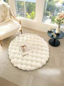 1 pieza Alfombra de terciopelo burbuja de color crema-blanco, estilo minimalista y wabi-sabi, adecuada para sofá, dormitorio, sala de estar, tocador, silla, nuevo lanzamiento de primavera