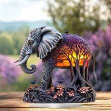 1 Bohemian Style Elephant Statue Acrylic Ornament, Fun Sunset Forest Design Suitable For Home Decoration, Office Dormitory Or Daily Desktop Decoration Mood Ornament For Cafe, Multifunctional Bohemian Style Decorative Sculpture, Suitable For Holiday Gifts For Family And Friends Gifts New Year's Gifts Valentine's Day Gifts Etc.