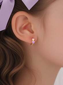 Artepollo 1 Pair 925 Sterling Silver Hypoallergenic Heart Shaped Hoop Earrings, Delicate & Compact, Gift Box Packaging, Gift For Kids, Young Girls, Friends Birthday