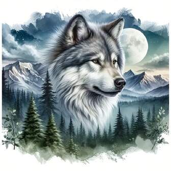 1/2/3pcs Wolf In The Forest Heat Transfer Stickers For DIY Garment, Heat Press Applique Suitable For T-Shirts, Canvas Bags, Pillow, Iron-On Patches