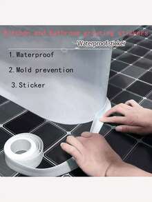 1pc Toilet Sticker, Waterproof Sealing Strip, Kitchen Stove Countertop Anti-Oil Sticker, Mold-Proof Wall Corner Bathroom Water Resistant Sealing Strip - White - View 6