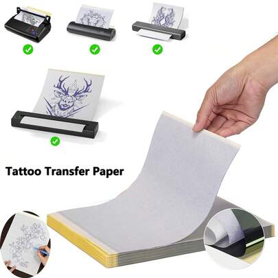 Folhas de papel para transferência de tatuagem, papel para estêncil tamanho A4, estênceis de transferência de 4 camadas, suprimentos para kit, compatível com impressoras ITP05/M08F/P90/MHT-P8009