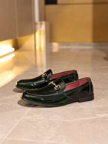 1 Pair Casual Ombre Men's Shoes, Polyurethane Metal Chain Slip-On, Suitable For Office, Party, Outdoor, Campus, All Season