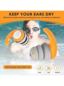 5 Pairs Of Upgraded New Silicone Noise-Canceling Swimming Earplugs, Waterproof And Soundproof Swimming Earplugs, And Sleep Noise-Canceling Earplugs, Better Protect The Health Of Your Ears. They Are Convenient And Easy To Use, Simple To Carry, And A Must-Have In Summer And For Swimming.
