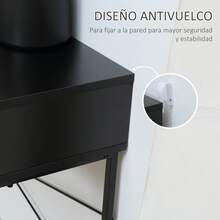 HOMCOM Mesa de Consola Estrecha Consola de Recibidor Mesa de Sofá con 2 Cajones Diseño de Líneas Talladas Estilo Moderna para Pasillo Entrada Salón Dormitorio Negro y Roble - Negro - Ver 5