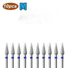 10 piezas Juego de brocas de diamantes de imitación con diseño de llama para cutículas - Brocas profesionales de 3/32'' para manicura y pedicura, eliminación de piel muerta, herramientas de calidad de salón - Multicolor - Ver 10