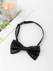 1pc Men's Fashionable Solid Color Sequins Formal Bow Tie, Suitable For Business, Student Events, Stage Performance, Hosting, Party, Graduation Photo Accessory