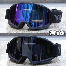 2 paquetes de gafas de motocicleta color rosa y negro para uso todoterreno y motocross, con lentes de espejo de color para mujeres, a prueba de viento para esquí y nieve - Multicolor - Ver 14