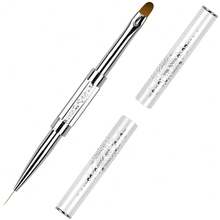 1pc Dual-Ended Nail Art Design Brush, Rhinestone Handle, UV Gel Nail Brush, Professional Nail Art Tool, Polygel Brush And Picker, Dual-Ended 2-In-1 Stainless Steel Gel Nail Brush, Polygel Cutter Tool, Suitable For Polygel, UV Gel, Acrylic Nails, Extension Gel, Quick Builder Gel, For Home And Professional Nail Salon Use