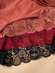 Calcinha feminina de cintura alta, 3 peças, sensual, com acabamento em renda, design de moda, cinto, malha, romântica, confortável, verão, nítida, cuecas pretas, shorts vermelhos, lingerie sexy preta para casamento, lingerie vermelha