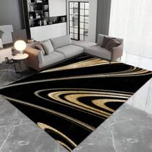 7x5ft/84x60in Marble Rug, Black Gold Rug, Area Rug, Decorative Rug, Rugs For Living Room, Gift Rug, Non Slip Rug, Home Decor Carpet, Gift For Her