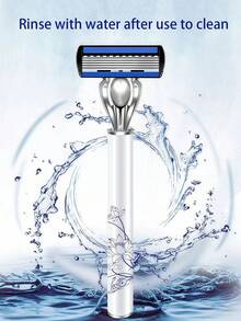 1 个手柄 + 24 个刀片 + 剃须刀收纳盒，男女手动剃须刀 6 层不锈钢脱毛剃须刀片可更换剃须刀头剃须工具，适用于男士脱毛、面部脱毛、毛发修剪器、毛发修剪器、理发用品、理发、防滑手柄，适用于个人护理和礼物 - 彩色 - 查看 3