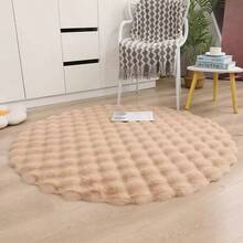 Fusk kaninpäls Shaggy Fluffig rund matta, mjuk och bekväm plysch krämfärgad matta, lämplig för vardagsrum, sovrum och andra inredningsområden - Multifärgad - Visa 13