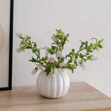 1pc Modern Ceramic Pumpkin Shaped Vase, Round Tabletop Centerpiece Decor For Living Room, Bedroom, Dining Room, Home Decoration Gift, Ideal For Family And Friends, Holiday Gift