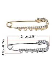 1/2/4pcs Rhinestone Brooch For Women Girls Gold Silver Color Safty Pin Brooch Lapel Pin Badge Sweater Dress Clothing Decor Hat Accessories