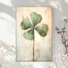 1pc Canvas Art Print,Four-Leaf Clover Art,Wood Framed Painting (1) Thickness 2. 5 Cm/ 1 Inch-Home Decoration For All Occasions,Ideal New Year, Valentine's Day,Thanksgiving,Easter,Christmas Gift,Room Decoration Aesthetic,Wall Decoration Art,Perfect Gift,Autumn And Winter Wall Decoration,Living Room Decoration, Bedroom Decoration, Kitchen Decoration, Entry Decoration, Bathroom Decoration, Direct Wall Painting, High Quality Wall Painting Poster,Modern Home Decoration Stretched And Framed Ready To Hang