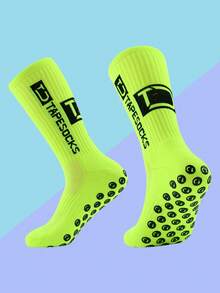 1 Pair Men's Football/Soccer Socks With Anti-Slip Grip, Sports Socks With Shock-Absorbing Pads For Football, Basketball Or Hockey