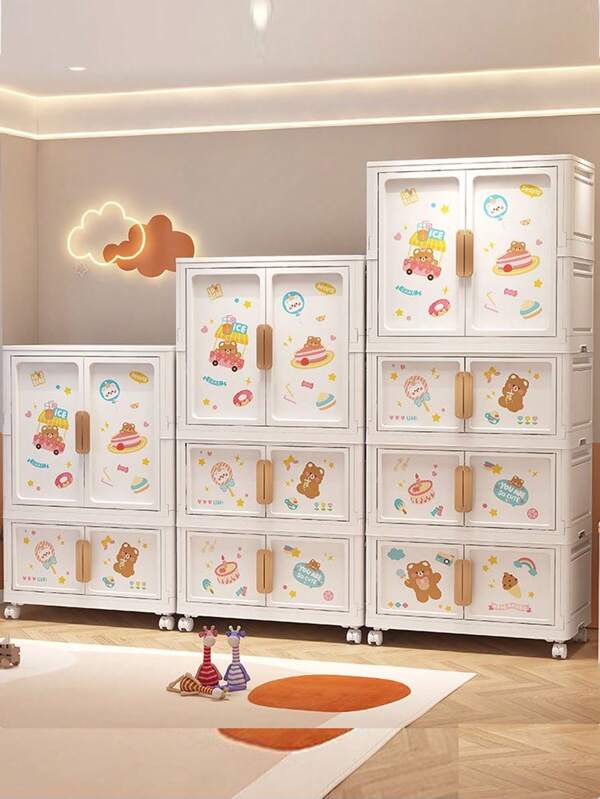 5/4/3/2/1 Layer No Installation Foldable Storage Cabinet, Home Kids Clothes & Toy Organizer, Thick Plastic Container