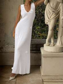 Damen lässiges Urlaubskleid mit elegantem Blume Muster aus Chiffon