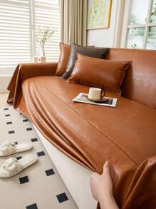1pc Waterproof & Anti-Scratch Oil-Wax Leather Sofa Slipcover, All-Season Sofa Protector, Universally-Fitted Sofa Cover