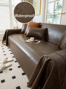 1pc Waterproof & Anti-Scratch Oil-Wax Leather Sofa Slipcover, All-Season Sofa Protector, Universally-Fitted Sofa Cover