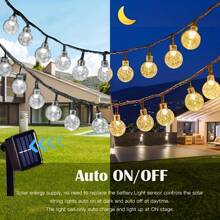 Luces de hadas con bola de cristal con energía solar | 8 modos de iluminación | Opciones de luz cálida, blanca, de colores y azul | Luces solares para exteriores IP65 con 20/50/100 LED para jardín, porche, patio, jardín de cerveza, boda, fiesta, Navidad y Halloween | Regalo perfecto para el hogar, la oficina, el dormitorio, el hotel, la fiesta, el restaurante, luces de hadas para exteriores