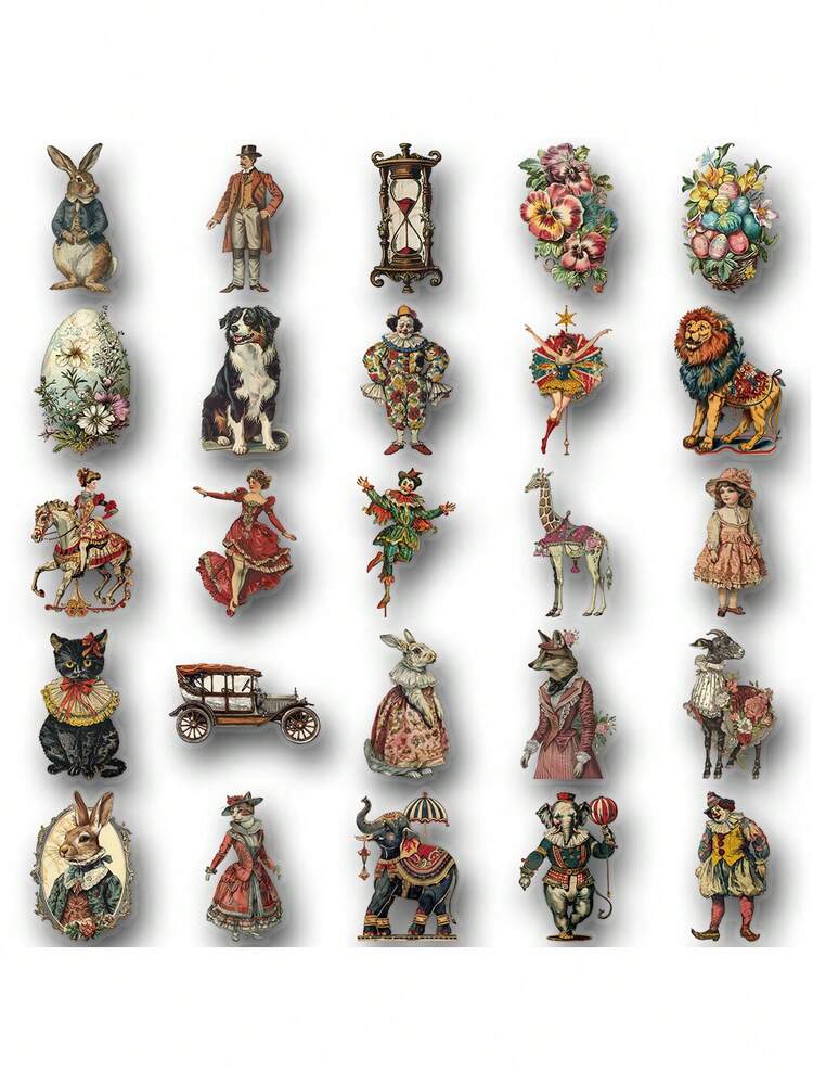 SCXXBSW 50pcs Victorian Era Stickers Cartoon Graffiti Stickers Decorative Handbooks Water Cups Notebook Luggage Waterproof Stickers - Multicolor - View 10