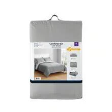 7-Piece Reversible Bed In A Bag Comforter Set With Sheets, Blue Floral, Queen - 灰色的 - 查看 9