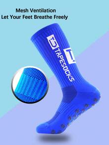 1 Pair Men's Football/Soccer Socks With Anti-Slip Grip, Sports Socks With Shock-Absorbing Pads For Football, Basketball Or Hockey