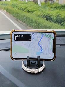 1pc Sparkling Rhinestone Car Phone Holder - Cute, Suitable For Horizontal And Vertical Use, Dashboard Mounting With PVC Material, Secure Grip, Easy Installation, Horizontal And Vertical Use, Add Glamour To Your Vehicle Interior, Car Phone Accessories | Stylish Car Decor | PVC Phone Holder, Car Phone Holder Travel Storage Organizer - Multicolor - View 4