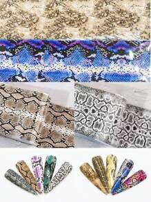 Beautizon Nailartlab 10 Peças Papel Adesivo de Transferência de Estampa de Pele de Cobra para Decoração de Unhas Estilo Punk 5D DIY