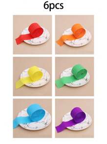 6pcs Colorful Crepe Streamers, Full Of Life, For Rainbow Party, Holiday Decorations, Birthday, Wedding, Christmas, Halloween, Thanksgiving, Easter And New Year