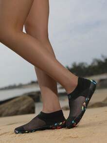 ZVB Couples Water Shoes, Skin-Friendly Soft-Soled Women's Beach Shoes For Swimming, Diving, Fishing, Outdoor Quick-Dry Summer Sandals, Anti-Slip And Breathable - màu đen - Xem 5