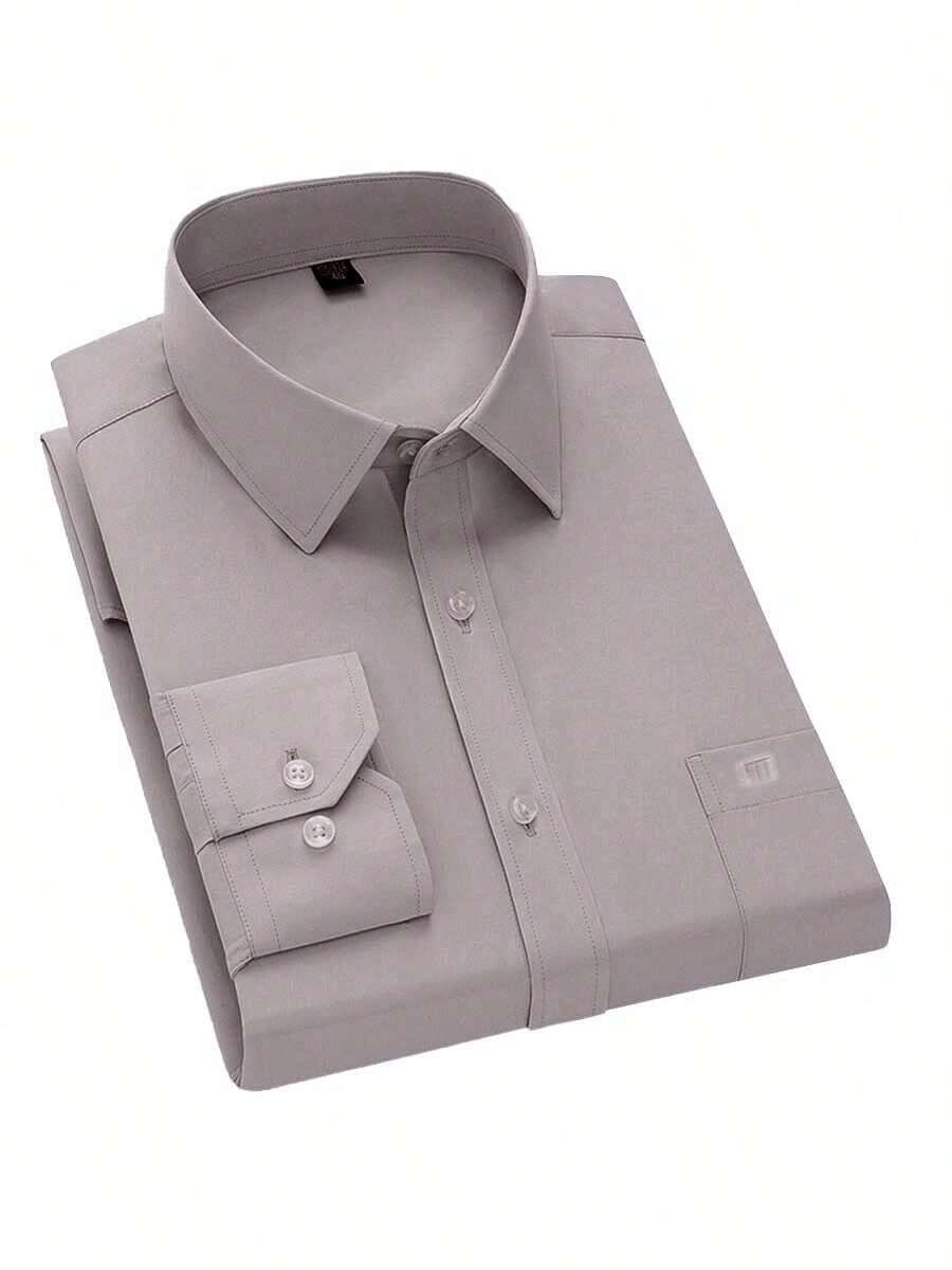 Camisa clásica de manga larga para hombre Business Formal, Elegante camisa casual para caballero para hombre - Púrpura polvoriento - Ver 1