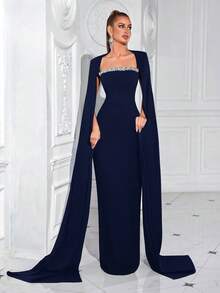 Elisanya Women's Formal Evening Gown With Double Shoulder Straps, High Waist, And Back Slit For Party Banquet