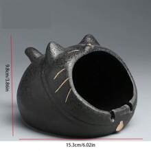 1pc Cute Cartoon Cat Design Ceramic Ashtray For Home & Office Use, Multi-Purpose Including Anti-Wind Car Ashtray