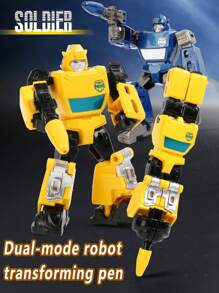 1 pieza Bolígrafo robot transformable - Escribible y transformable, artículo de papelería creativo 2 en 1, robot guerrero transformable DIY, juguete para niños, bolígrafo creativo para estudiantes de primaria, regalo del Día del Niño