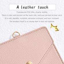 Suport cu două fețe din piele PU pentru insignă de identitate, cu 1 fereastră de identificare și 1 slot pentru card Plus 1 curea detașabilă pentru șnur (suportă 3-4 cărți) pentru femei Portofel Mini portofel Poșetă Portofel Portofel pentru carduri Portofel