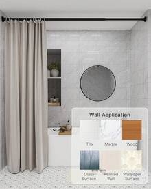 Tension Shower Curtain Rods No Drilling, 29 To 85 Inch, Spring Tension Curtain Rods For Windows, Adjustable Shower Rod For Bathroom, Heavy Duty Tension Rods Fits Various Wall Types, Black-Good - 黑色 - 查看 7