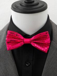 1pc Men's Fashionable Solid Color Sequins Formal Bow Tie, Suitable For Business, Student Events, Stage Performance, Hosting, Party, Graduation Photo Accessory