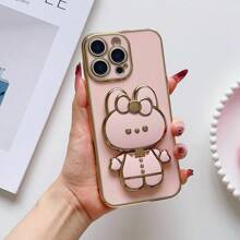 Cute Rabbit Cartoon Phone Case, Makeup Mirror Stand, Compatible With IPhone 17 6/7/8/X/XS/XR/11/12/13/14/15/16, Compatible With Samsung Galaxy S22/23/24/S25, A04/05/06/A14/A15/A16/A17/A24/A25/A34, Redmi Note 7/8/9/10/11/12/13/14/15, Redmi 9/10/12/13C/14C/15c/A5, OPPO, MOTO, Honor, HW, Realme, Reno 7 - TPU Shock-Proof Protective Case With Stand Function (6.6ft Drop Protection)