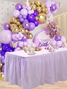 2pcs/Pack Plain Disposable Table Skirt, PE Rectangle Tablecloth And Skirt Decoration For Wedding Birthday Party Supplies,Christmas