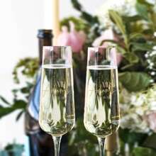 (Set Of 2) Personalized Champagne Flutes For Weddings, Engagements, And Anniversaries - Elegant UV Printed Mr. And Mrs. Toasting Glasses Set - Customizable Shapes, Styles, And Colors - Perfect Gift For Newlyweds, Bridal Showers, And Romantic Celebrations - Unique Keepsake For Toasting Love And Happiness - Ideal For Wedding Receptions, Engagement Parties, And Special Occasions - Celebrate Your Love Story With Style!