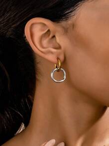 European And American Retro Dual-color Detachable Dangle Earrings With Two Wearing Styles