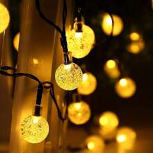 Luces de hadas con bola de cristal con energía solar | 8 modos de iluminación | Opciones de luz cálida, blanca, de colores y azul | Luces solares para exteriores IP65 con 20/50/100 LED para jardín, porche, patio, jardín de cerveza, boda, fiesta, Navidad y Halloween | Regalo perfecto para el hogar, la oficina, el dormitorio, el hotel, la fiesta, el restaurante, luces de hadas para exteriores