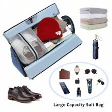 1pc New Simple Style Solid Colour Folding Extra Large Capacity Portable Handbag, Multi-Functional Duffel Bag, Clothes Storage Bag, Suitable For Travelling, Can Also Be Used As Holiday Gifts