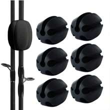 6Pcs Silicone Fishing Rod Holder Straps Black, Portable Fishing Rod Fixed Ball Rubber Fishing Pole Clips Fly Fishing Accessories For Women Storage Organizer Travel Essentials Back To School Dormitory Storage