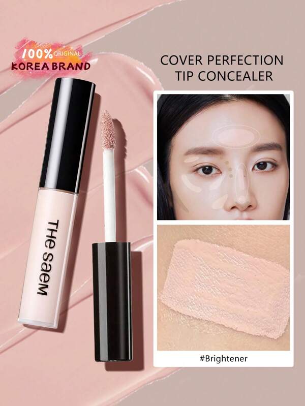 the SAEM The SAEM Cover Perfection Tip Concealer Brightener, Corrector líquido de uso múltiple, Maquillaje de cobertura completa para acné, manchas oscuras, ojeras, hiperpigmentación y imperfecciones, K-Beauty, Maquillaje coreano - 6.5g/0.23oz.