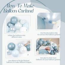 95pcs Blue-Gray Balloon Arch Kit, Includes Blue-Gray, Pearl White Balloons For Baby Shower, Bridal Shower, Wedding, Birthday Party Decoration