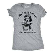 Womens Funny T Shirts I Dont Take Orders I Barely Take Suggestions Sarcastic Novelty Tee For Ladies Funny Womens T Shirts Cute Vintage Fashion Casual Ladies T-Shirt Gift - 淺石南灰 - 查看 1